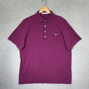 Criquet Polo Shirt XL Purple Organic Cotton Chest Pocket Short Sleeve Peru